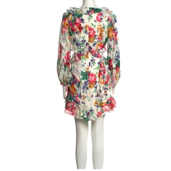 Zimmermann Allia Frill Short Floral Dress Size 4 - Picture 5 of 7